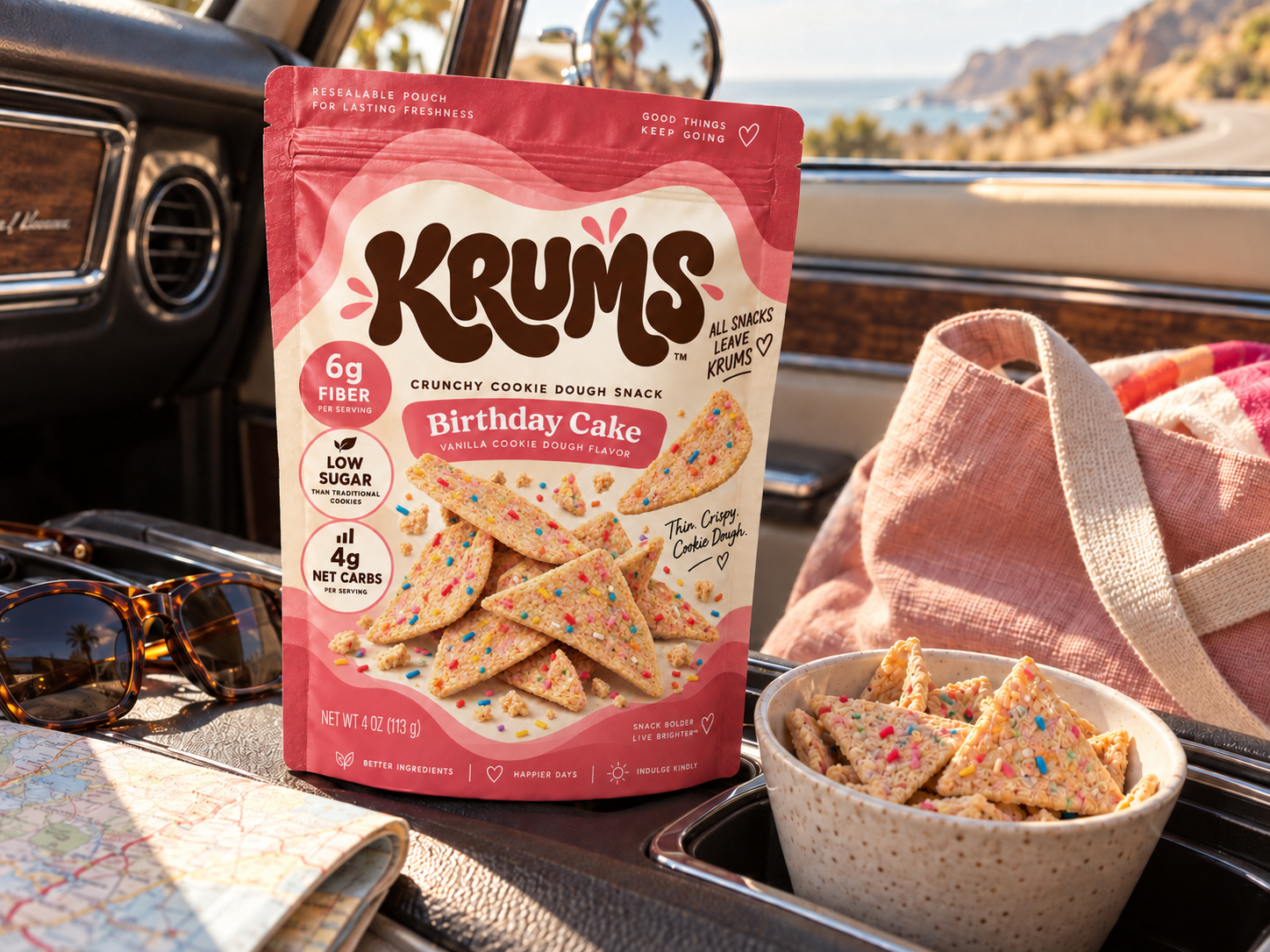 Krums snack ready for a road trip